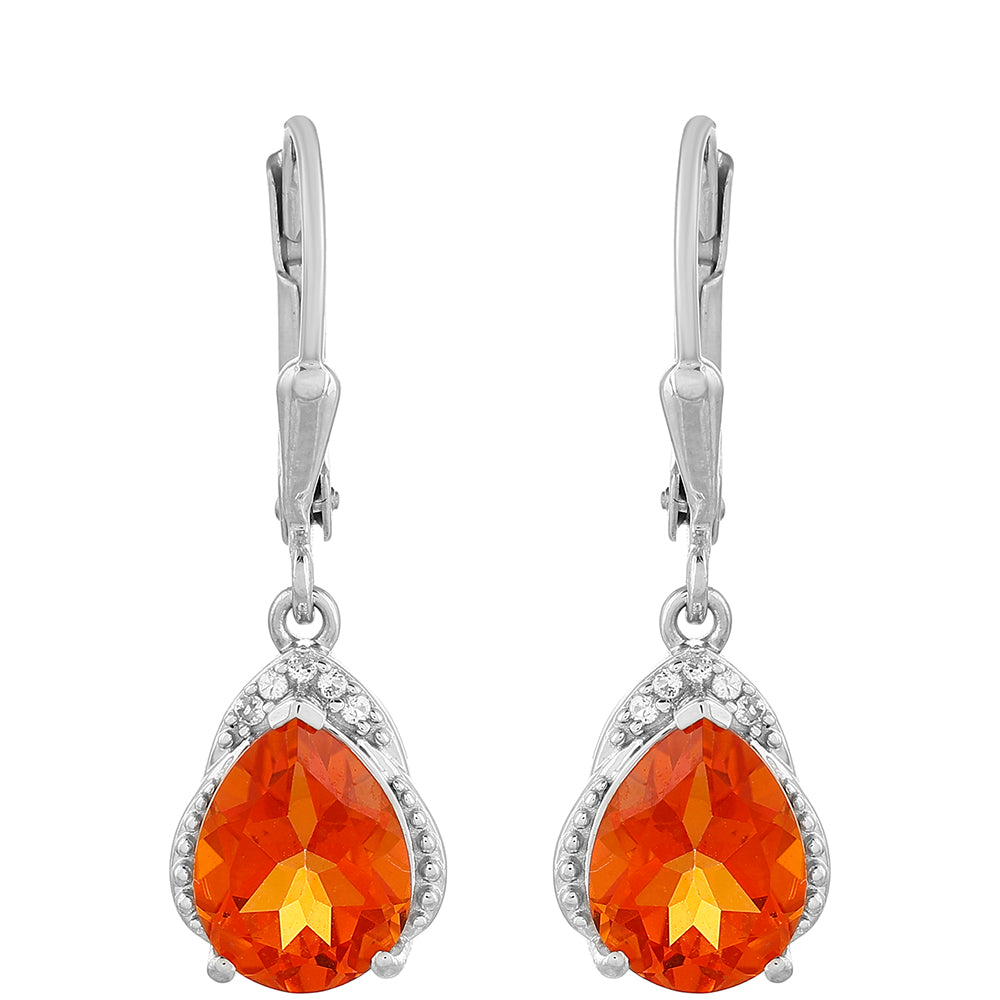 Pendientes de Plata con Cuarzo Padparadscha y Topacio Blanco