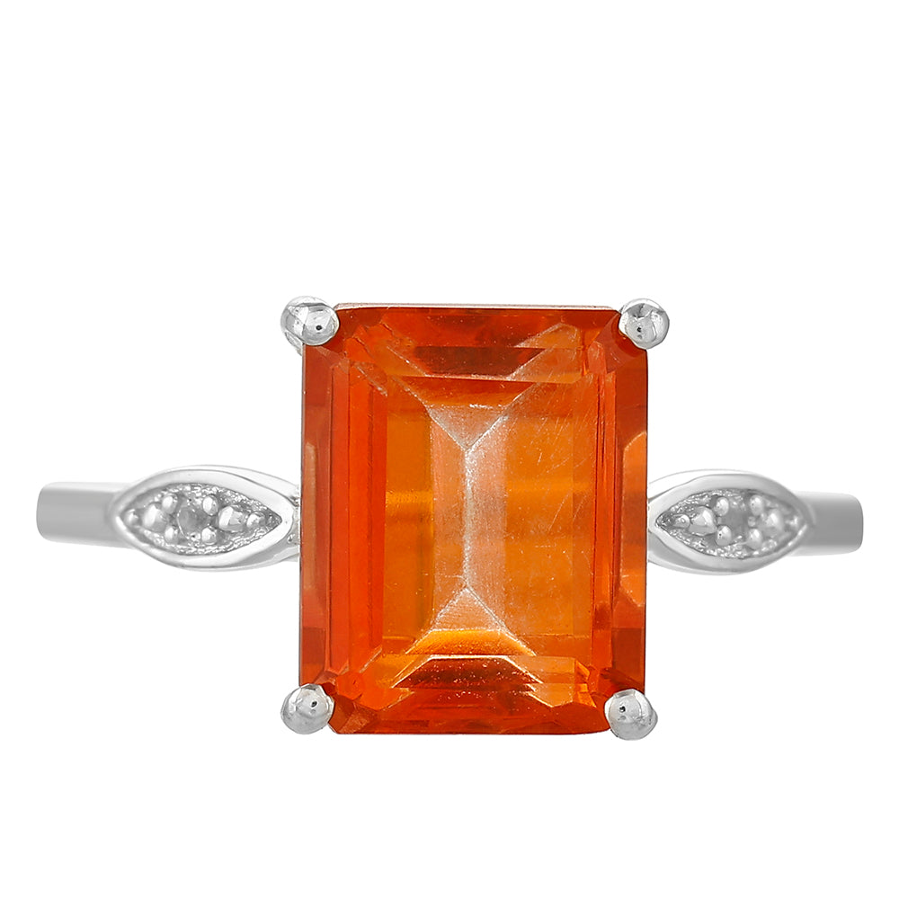 Anillo de Plata con Cuarzo Padparadscha y Topacio Blanco