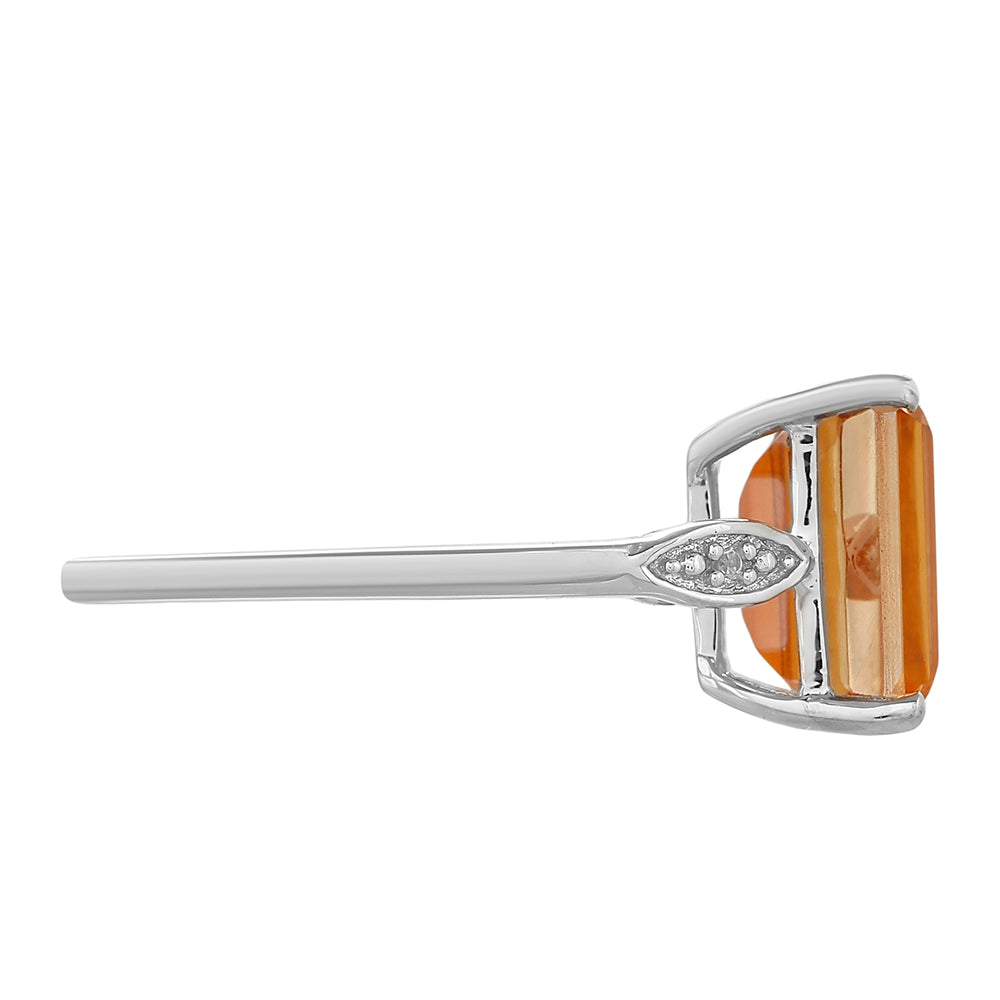 Anillo de Plata con Cuarzo Padparadscha y Topacio Blanco