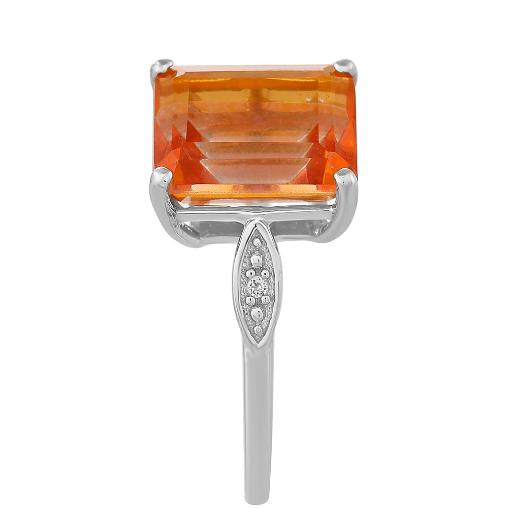 Anillo de Plata con Cuarzo Padparadscha y Topacio Blanco