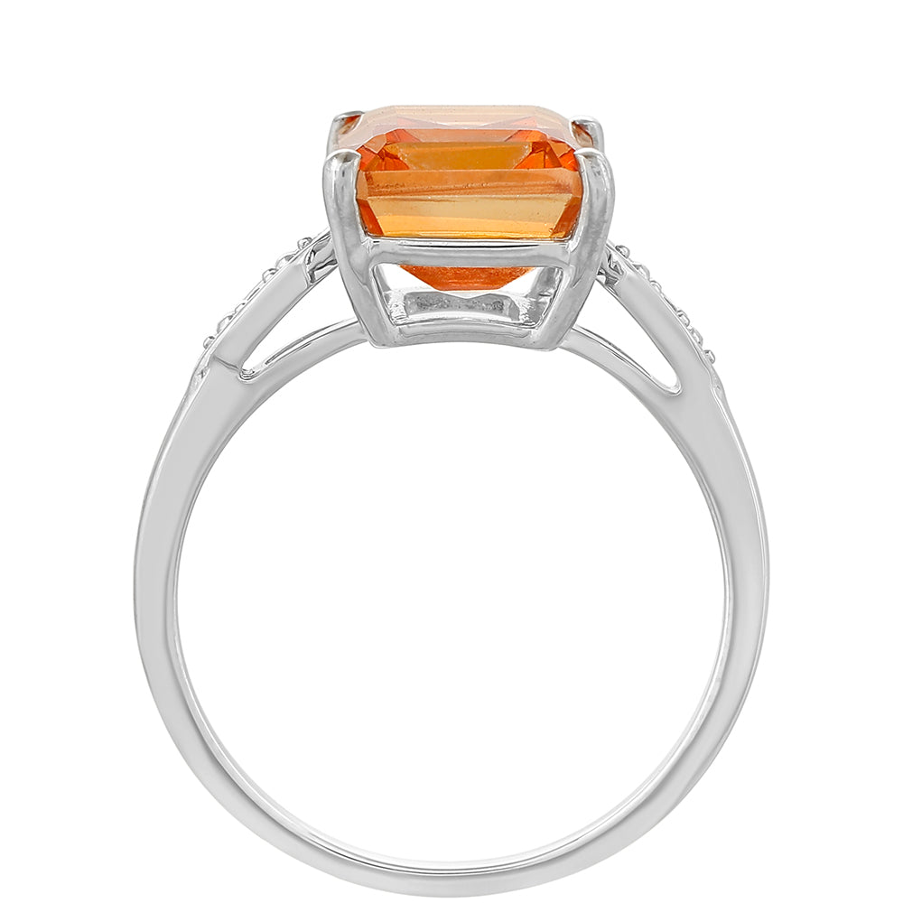 Anillo de Plata con Cuarzo Padparadscha y Topacio Blanco