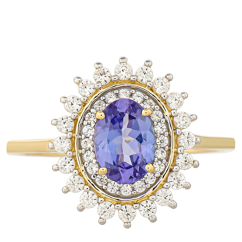 Anillo de Oro 9K con Tanzanita AAA y Zircón natural 1 