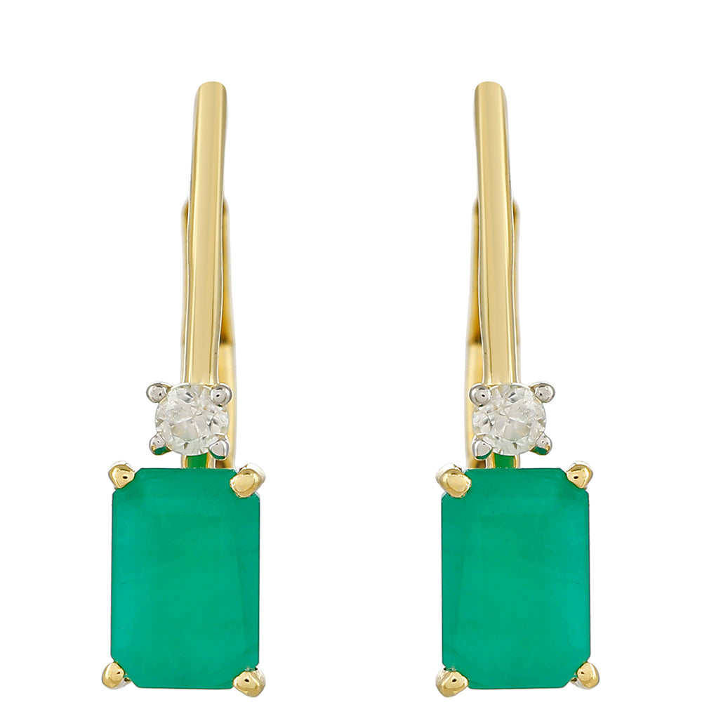 Pendientes de Oro 9K con Esmeralda de Brasil y Zircón natural 1 