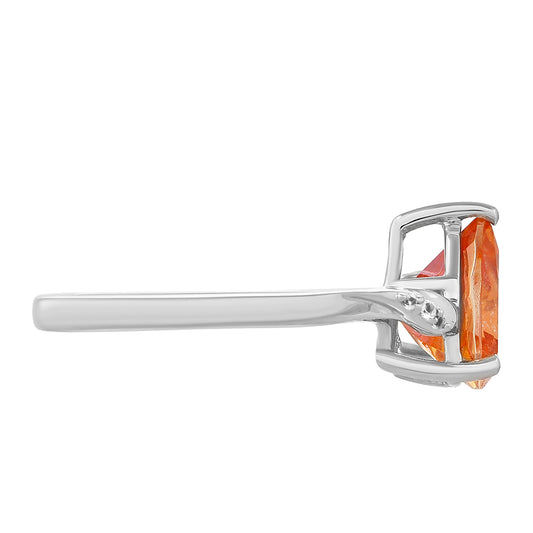Anillo de Plata con Cuarzo Padparadscha y Topacio Blanco