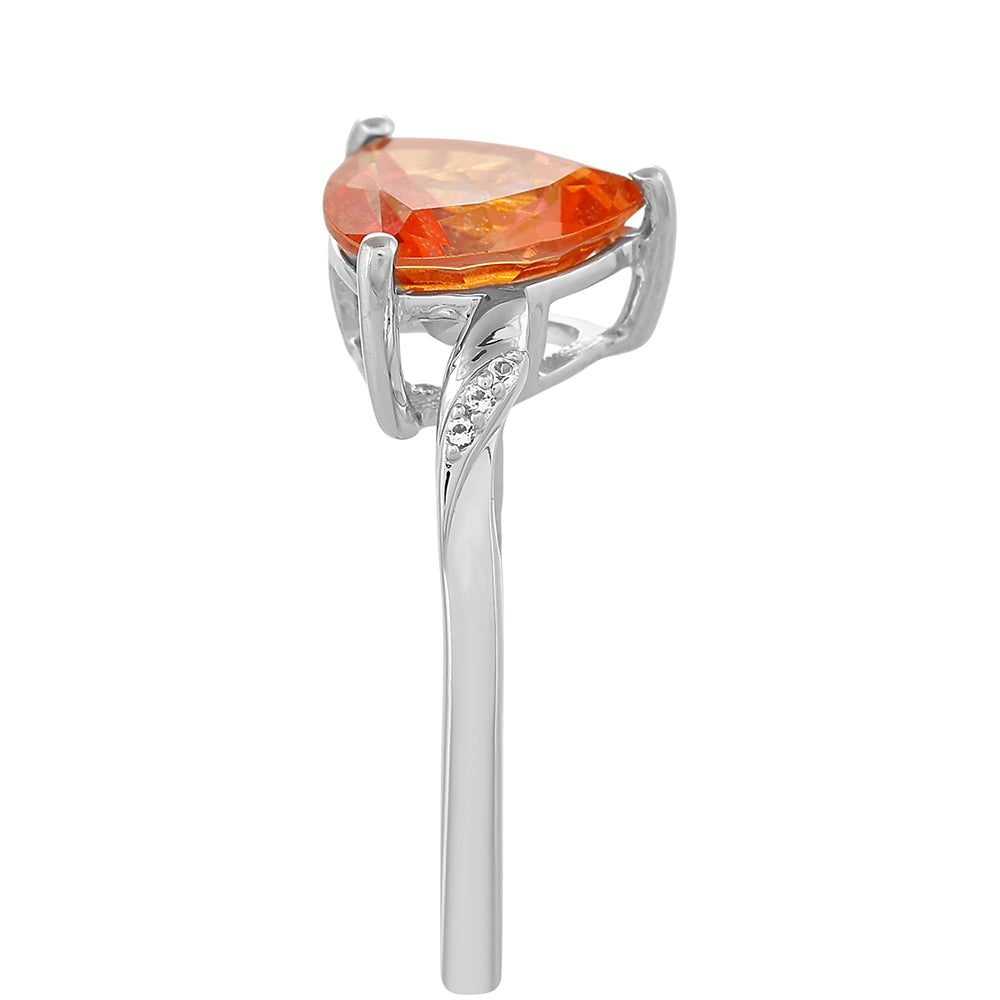 Anillo de Plata con Cuarzo Padparadscha y Topacio Blanco 3 