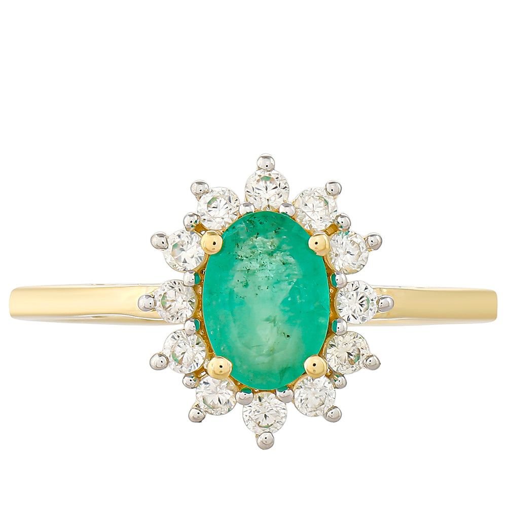 Anillo de Oro 9K con Esmeralda de Brasil y Zircón natural 1 