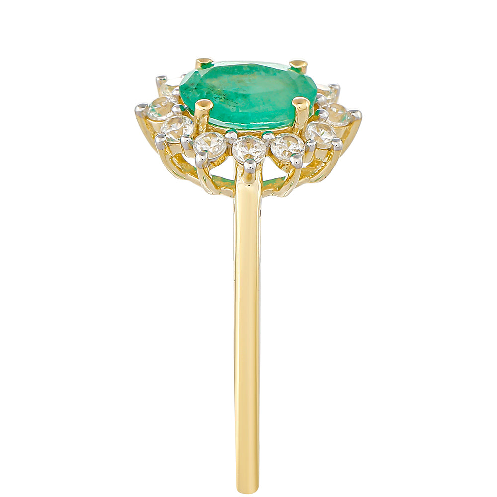 Anillo de Oro 9K con Esmeralda de Brasil y Zircón natural 3 