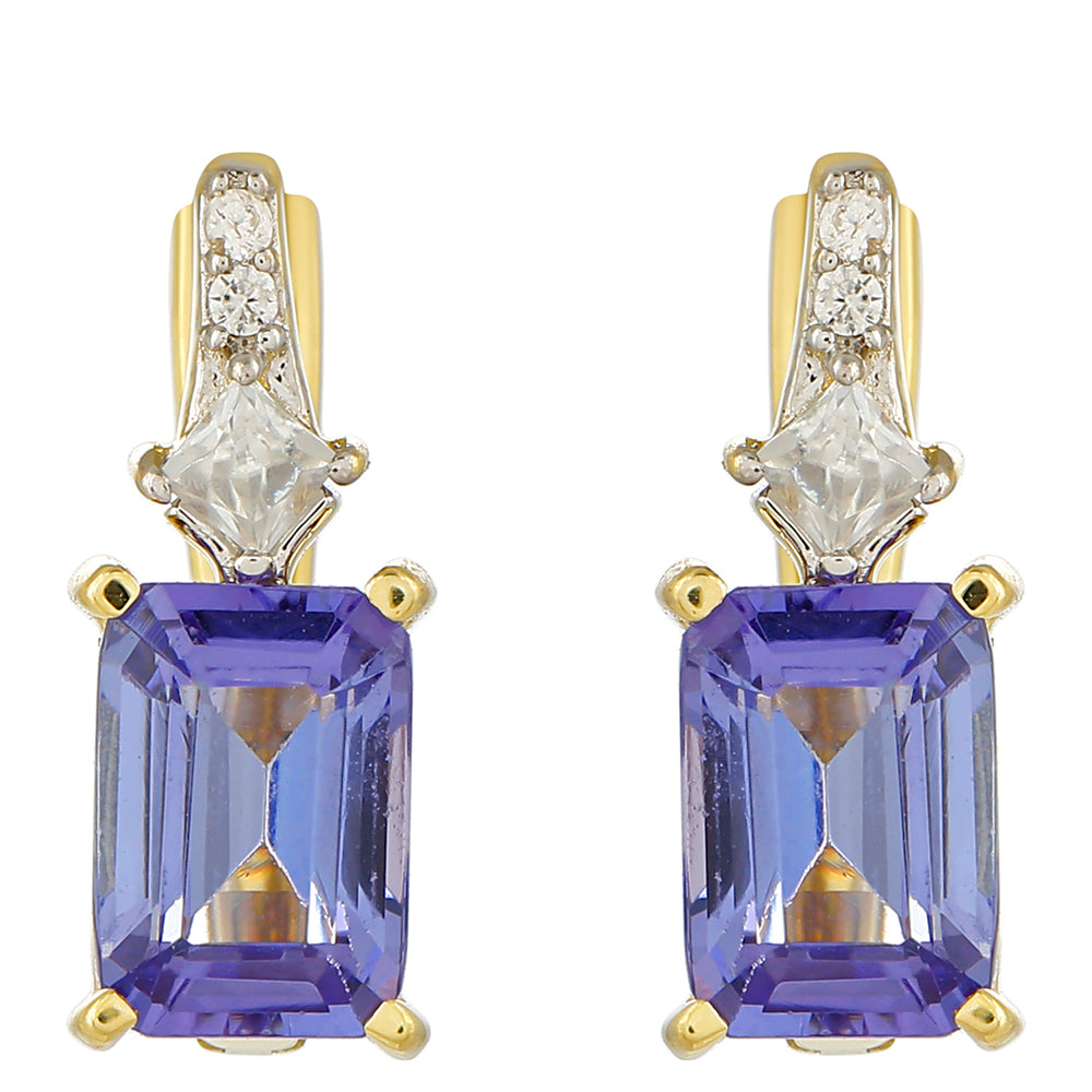 Pendientes de Oro 9K con Tanzanita AAA y Zircón natural