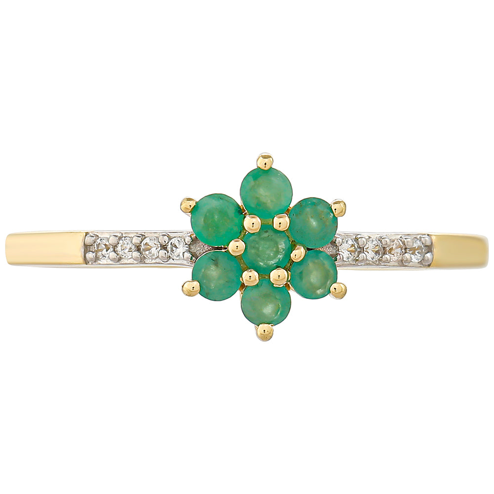 Anillo de Oro 9K con Esmeralda de Brasil y Zircón natural 1 