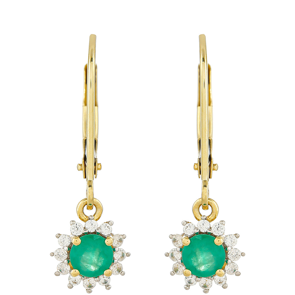 Pendientes de Oro 9K con Esmeralda de Brasil y Zircón natural 1 