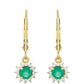 Pendientes de Oro 9K con Esmeralda de Brasil y Zircón natural