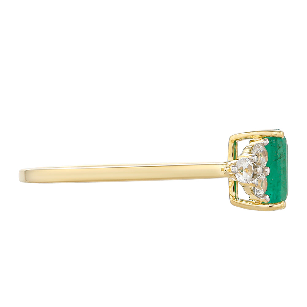 Anillo de Oro 9K con Esmeralda de Brasil y Zircón natural 2 