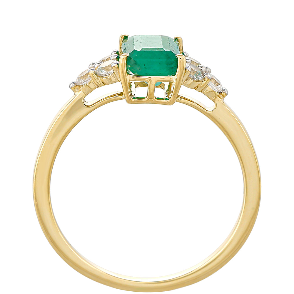 Anillo de Oro 9K con Esmeralda de Brasil y Zircón natural 4 
