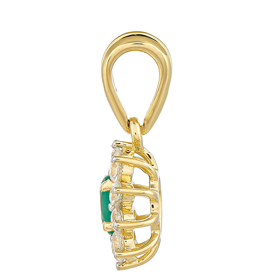Colgante de Oro 9K con Esmeralda de Brasil y Zircón natural