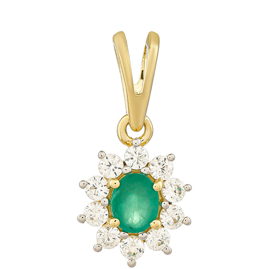 Colgante de Oro 9K con Esmeralda de Brasil y Zircón natural