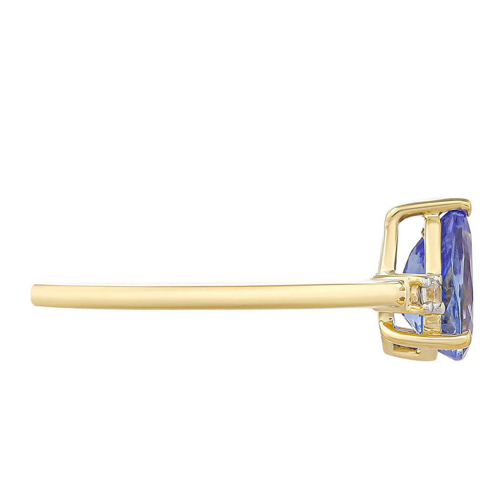 Anillo de Oro 9K con Tanzanita AAA y Zircón natural