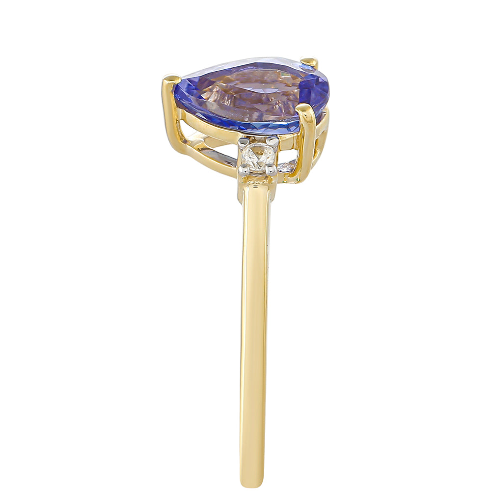 Anillo de Oro 9K con Tanzanita AAA y Zircón natural