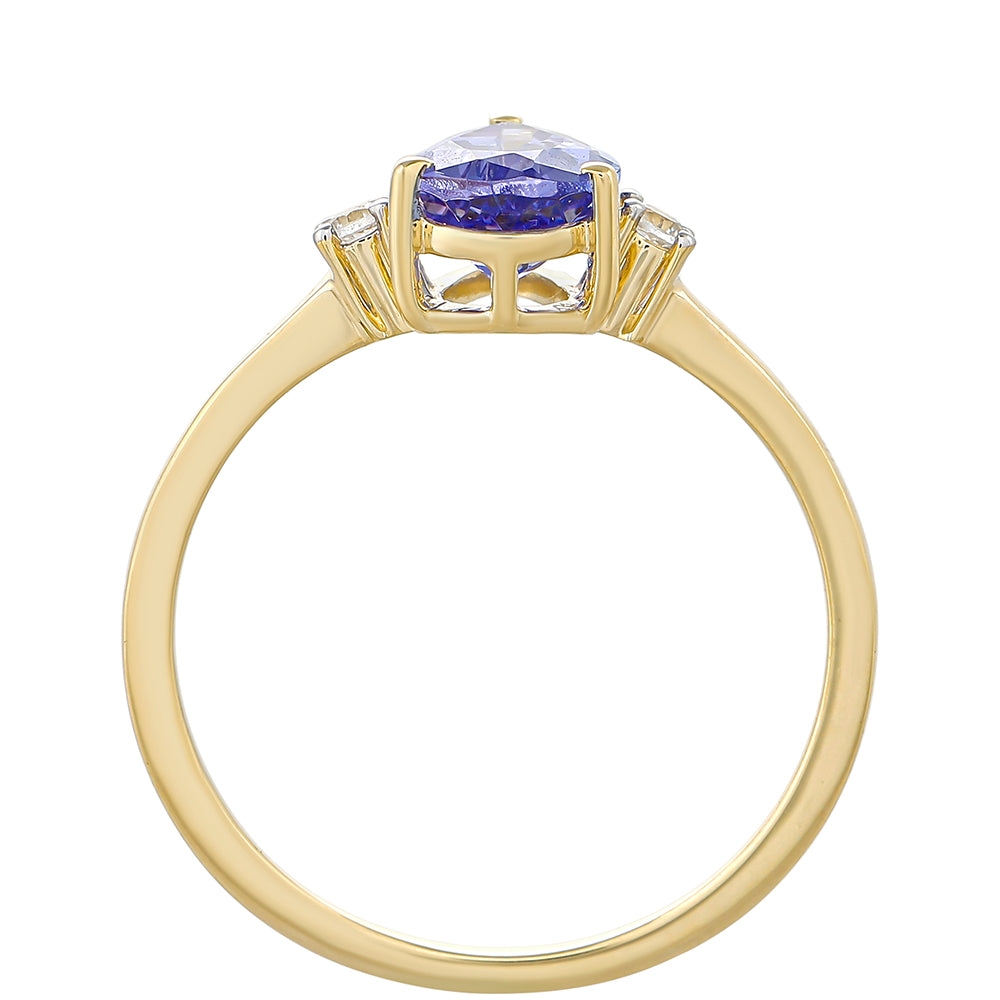 Anillo de Oro 9K con Tanzanita AAA y Zircón natural