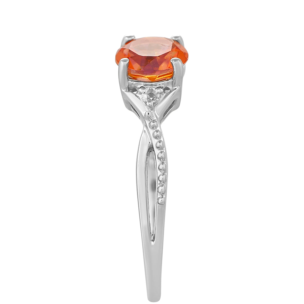 Anillo de Plata con Cuarzo Padparadscha y Topacio Blanco