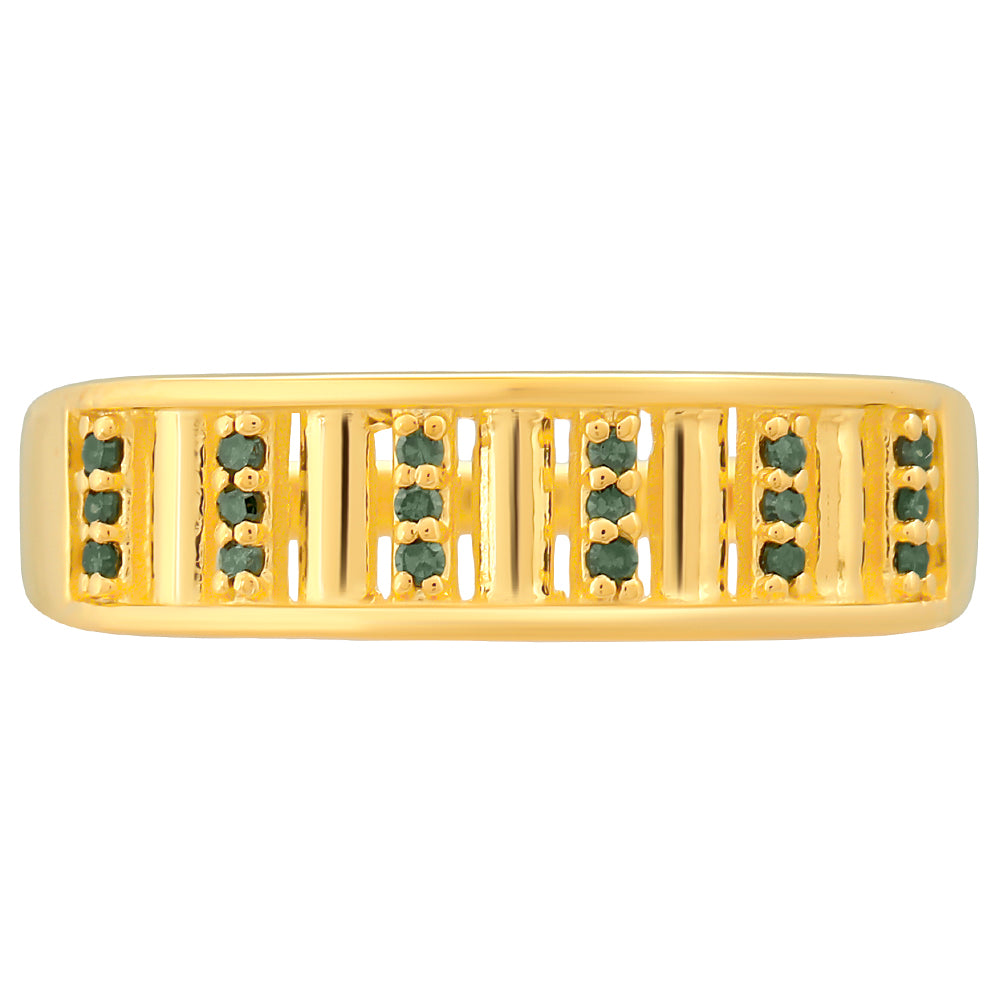 Anillo de Plata Bañada en Oro con Diamante Verde 1 