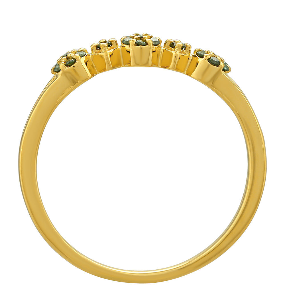 Anillo de Plata Bañada en Oro con Diamante Verde 4 