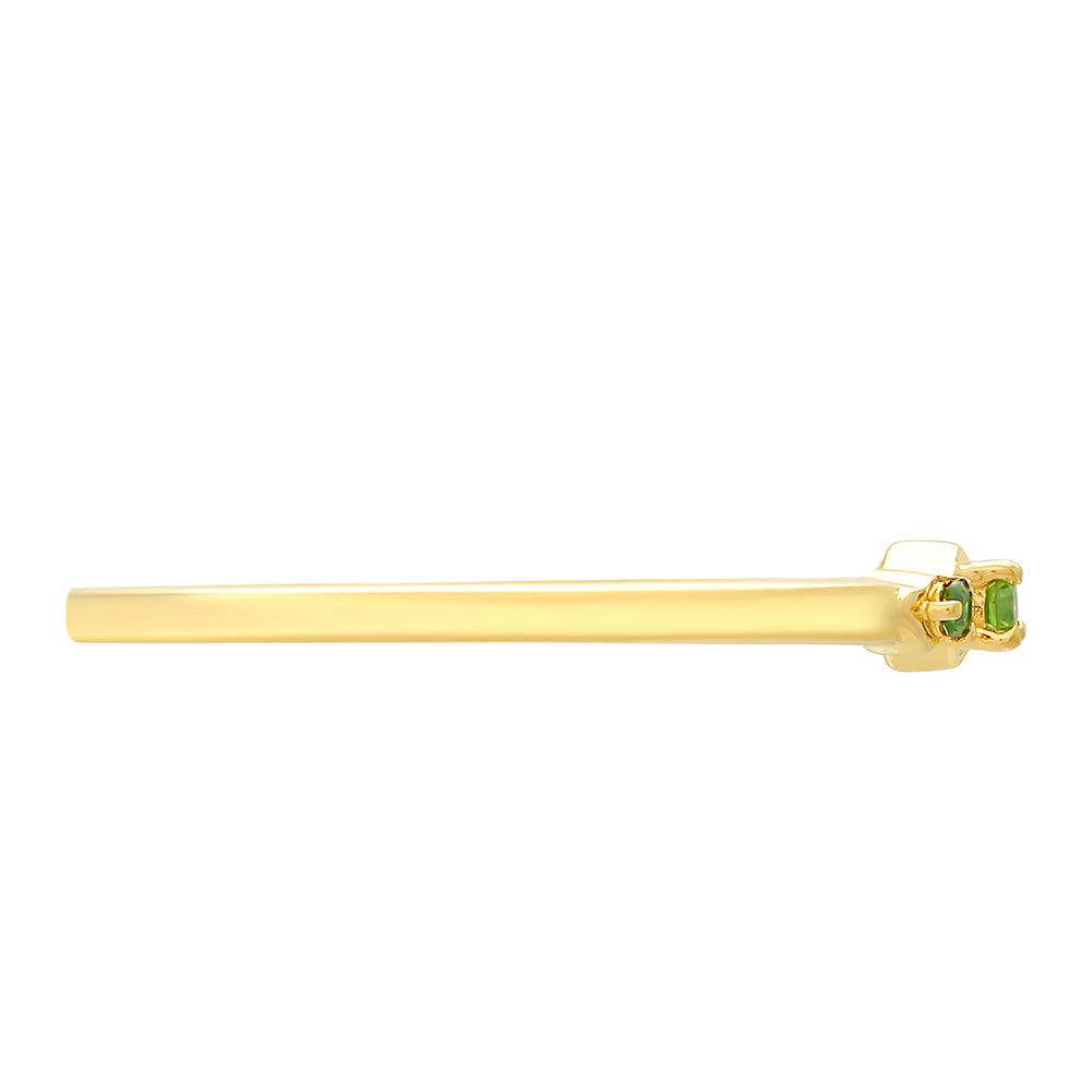 Anillo de Plata Bañada en Oro con Diamante Verde 2 