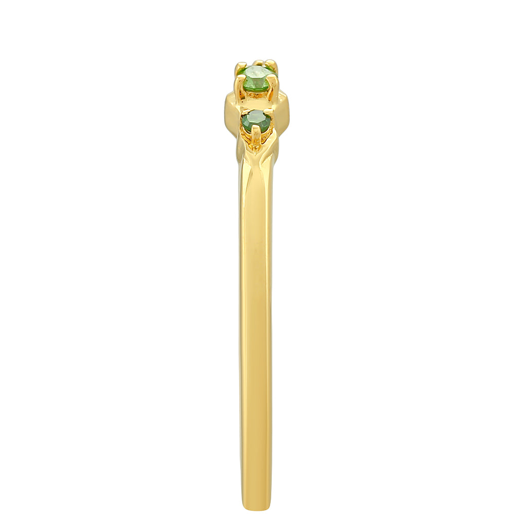 Anillo de Plata Bañada en Oro con Diamante Verde