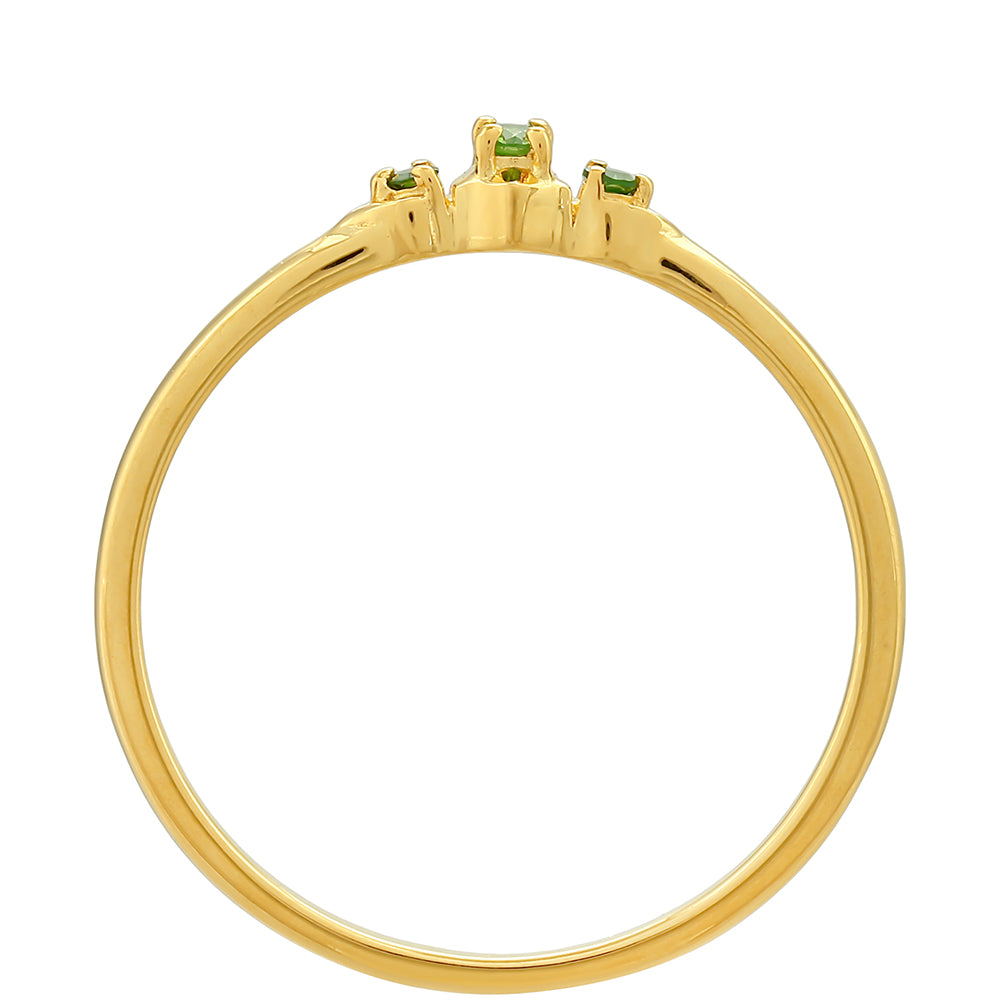 Anillo de Plata Bañada en Oro con Diamante Verde 4 