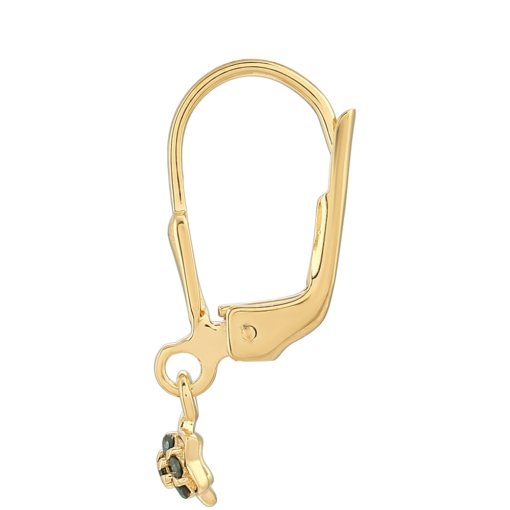 Pendientes de Plata Bañada en Oro con Diamante Verde 2 