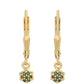Pendientes de Plata Bañada en Oro con Diamante Verde