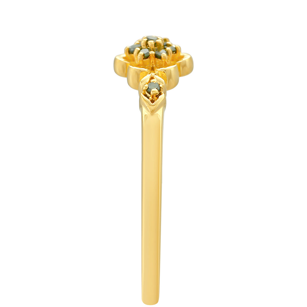 Anillo de Plata Bañada en Oro con Diamante Verde 3 