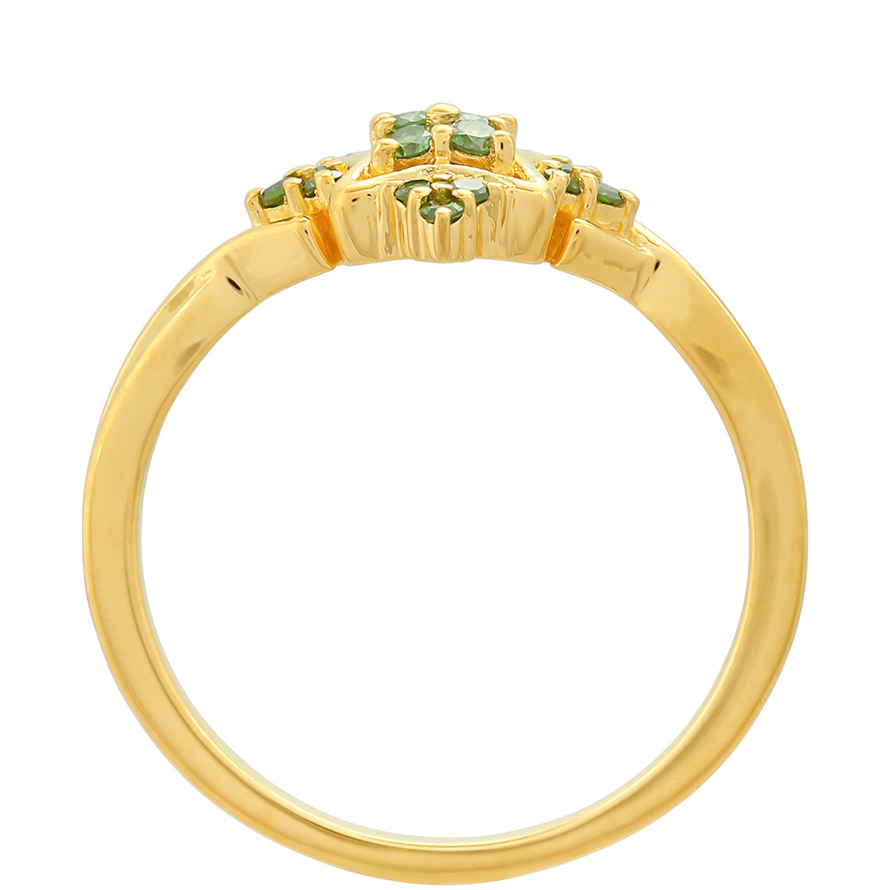 Anillo de Plata Bañada en Oro con Diamante Verde 4 
