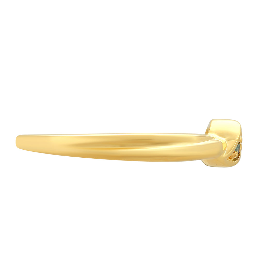Anillo de Plata Bañada en Oro con Diamante Verde