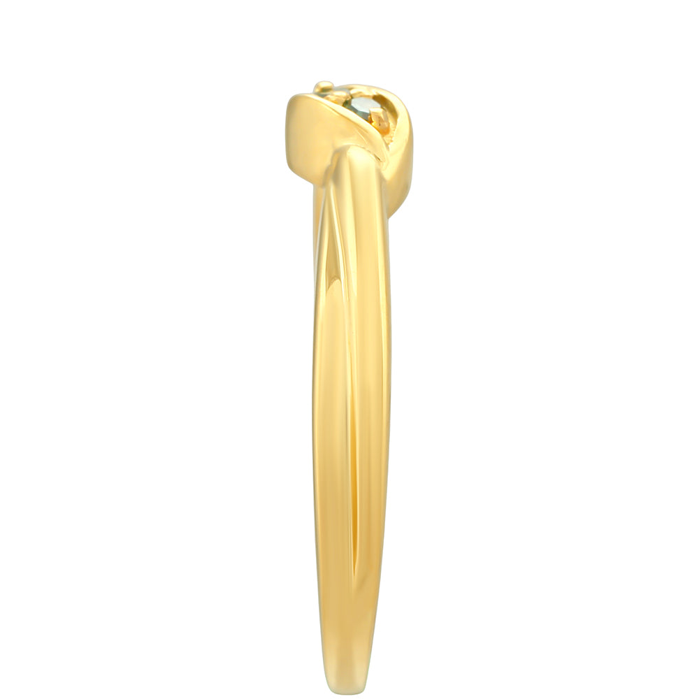 Anillo de Plata Bañada en Oro con Diamante Verde 3 