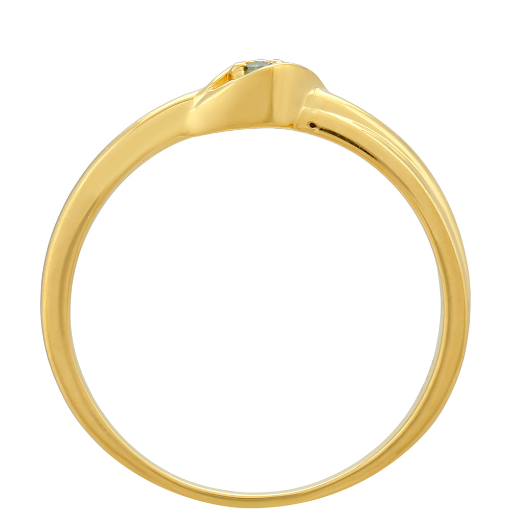 Anillo de Plata Bañada en Oro con Diamante Verde 4 
