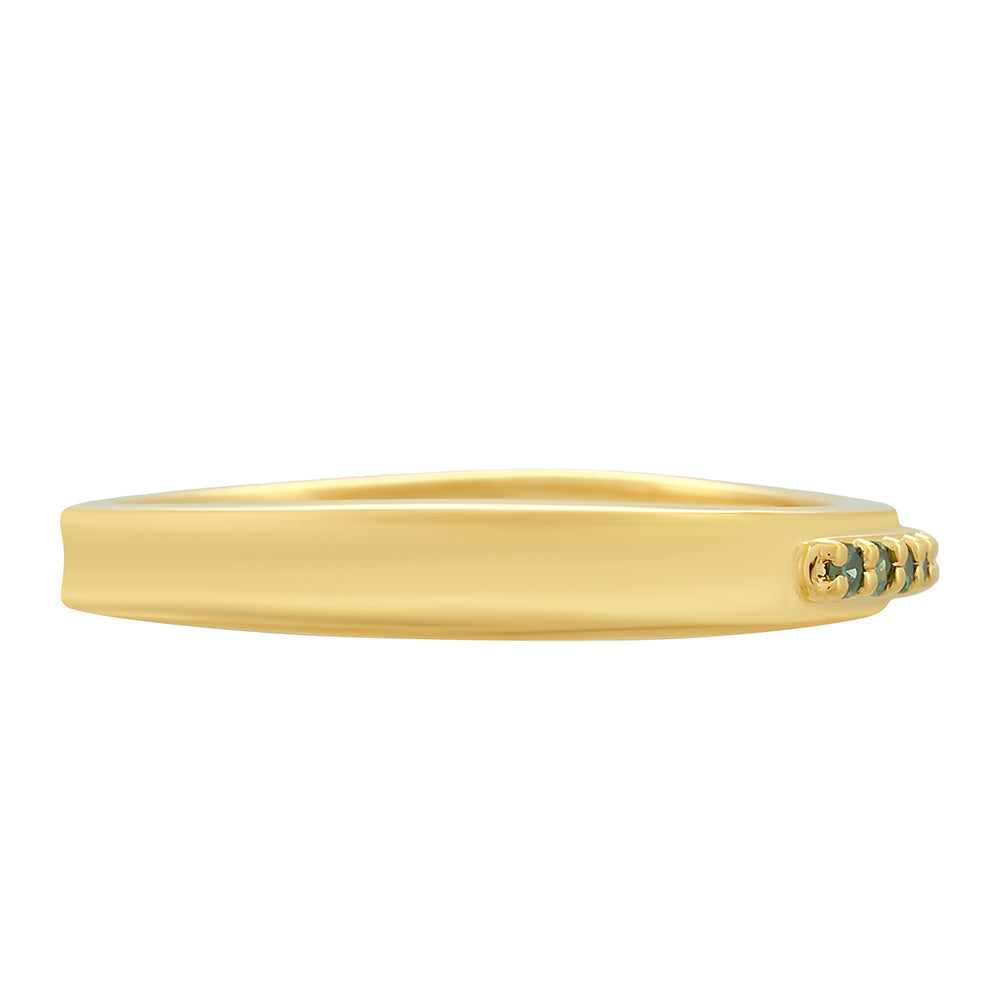 Anillo de Plata Bañada en Oro con Diamante Verde