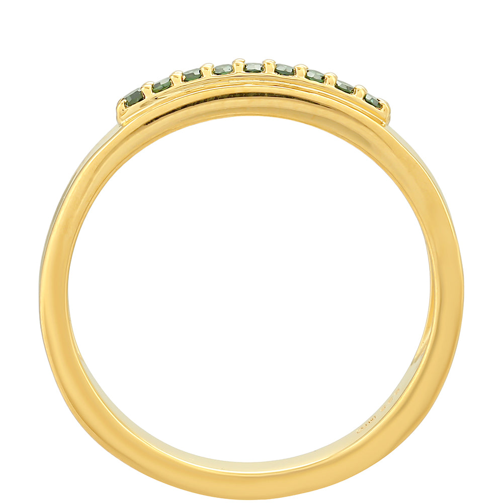 Anillo de Plata Bañada en Oro con Diamante Verde 4 