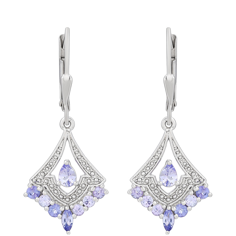 Pendientes de Plata con Tanzanita AAA