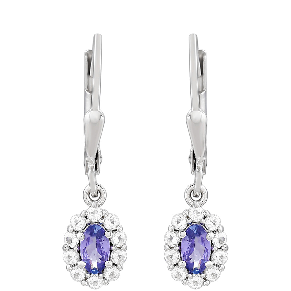 Pendientes de Plata con Tanzanita AAA y Topacio Blanco 1 
