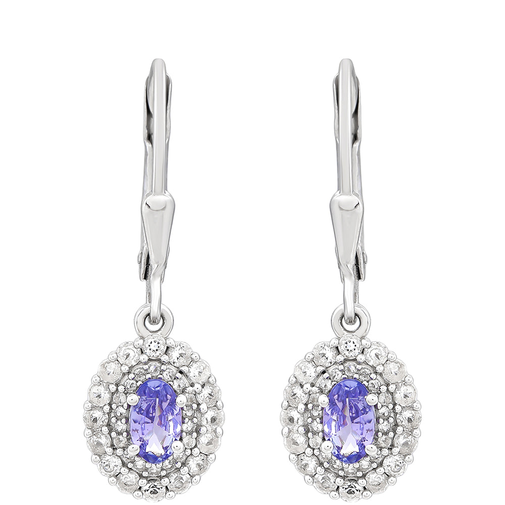 Pendientes de Plata con Tanzanita AAA y Topacio Blanco 1 