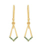 Pendientes de Plata Bañada en Oro con Diamante Verde