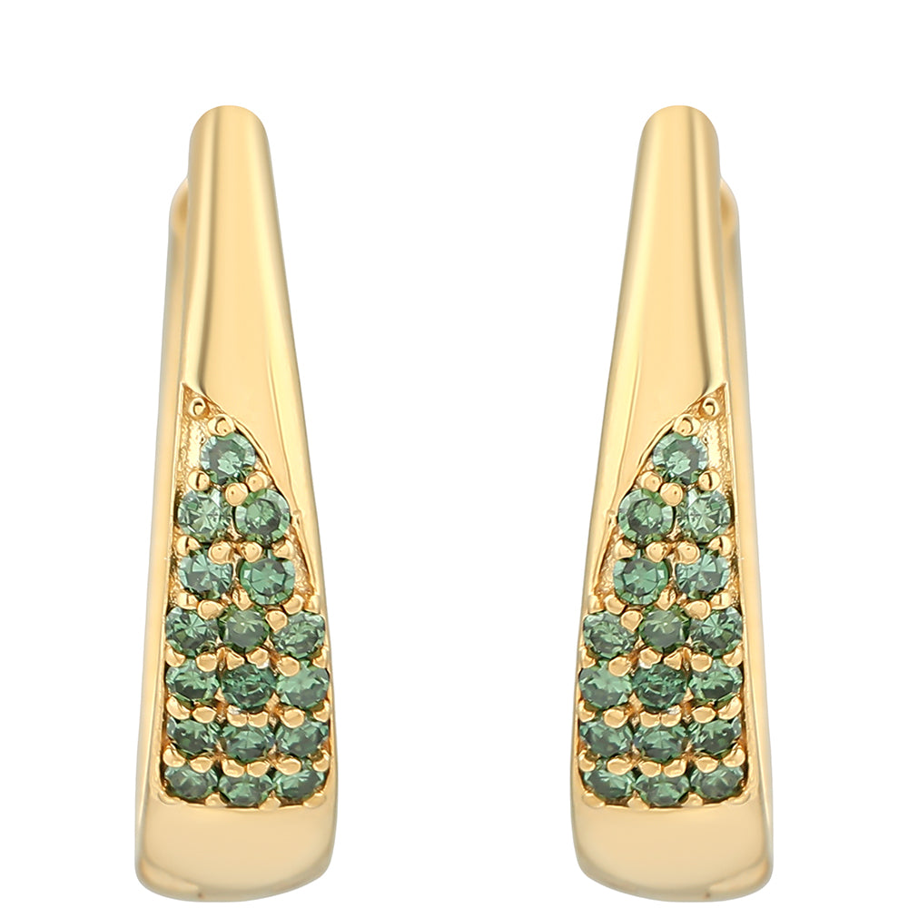 Pendientes de Plata Bañada en Oro con Diamante Verde 1 