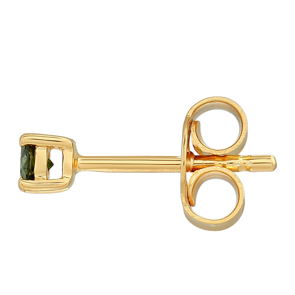 Pendientes de Plata Bañada en Oro con Diamante Verde 2 