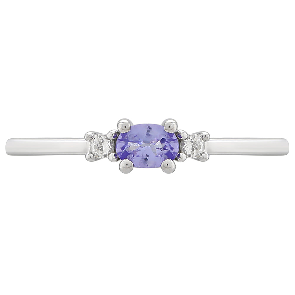 Anillo de Plata con Tanzanita AAA y Topacio Blanco