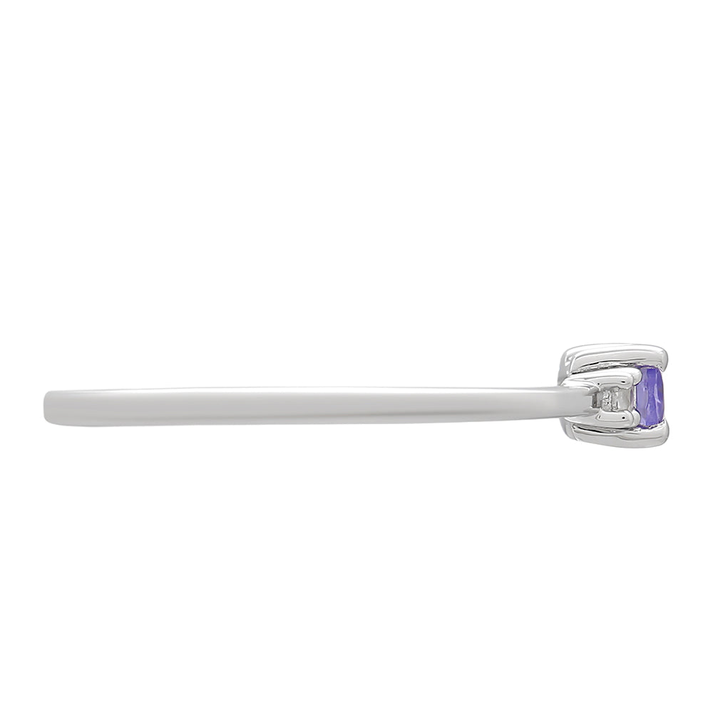 Anillo de Plata con Tanzanita AAA y Topacio Blanco