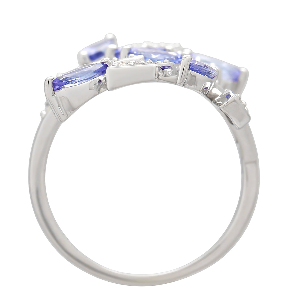 Anillo de Plata con Tanzanita AAA y Topacio Blanco 4 