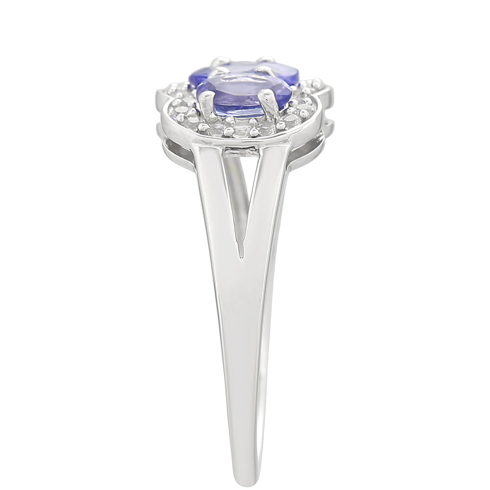 Anillo de Plata con Tanzanita AAA y Topacio Blanco 3 