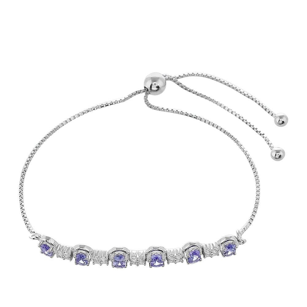 Pulsera de Plata con Tanzanita AAA y Topacio Blanco 2 