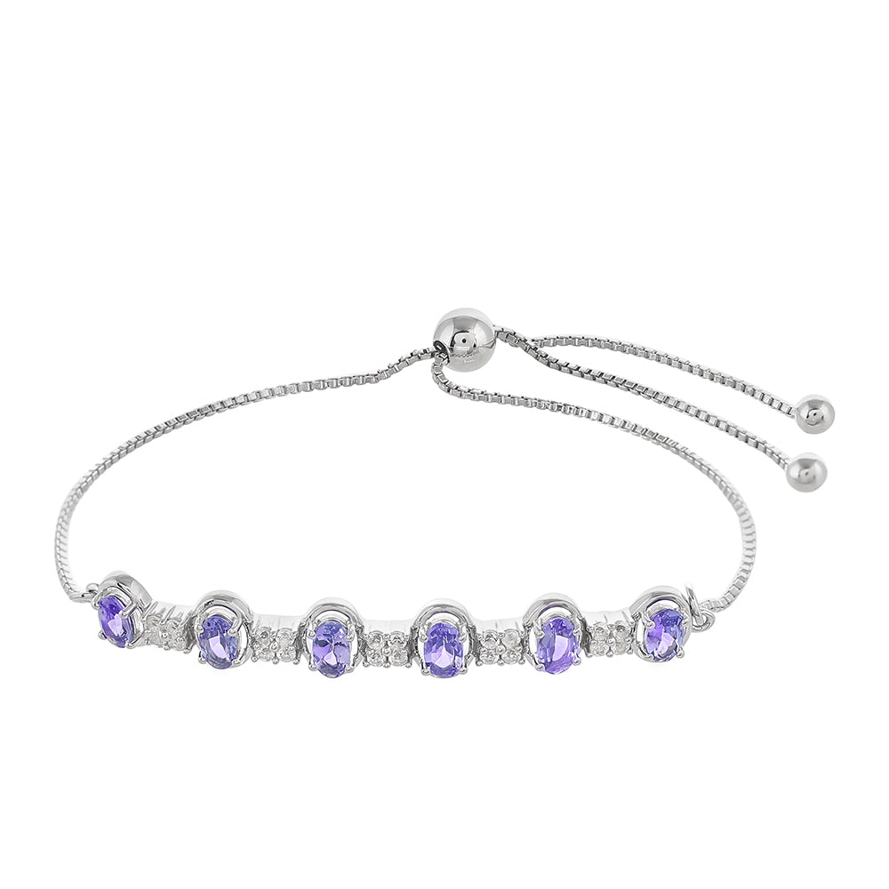 Pulsera de Plata con Tanzanita AAA y Topacio Blanco 1 