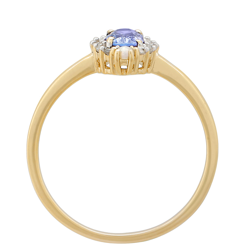Anillo de Oro 9K con Tanzanita y Diamante blanco 4 